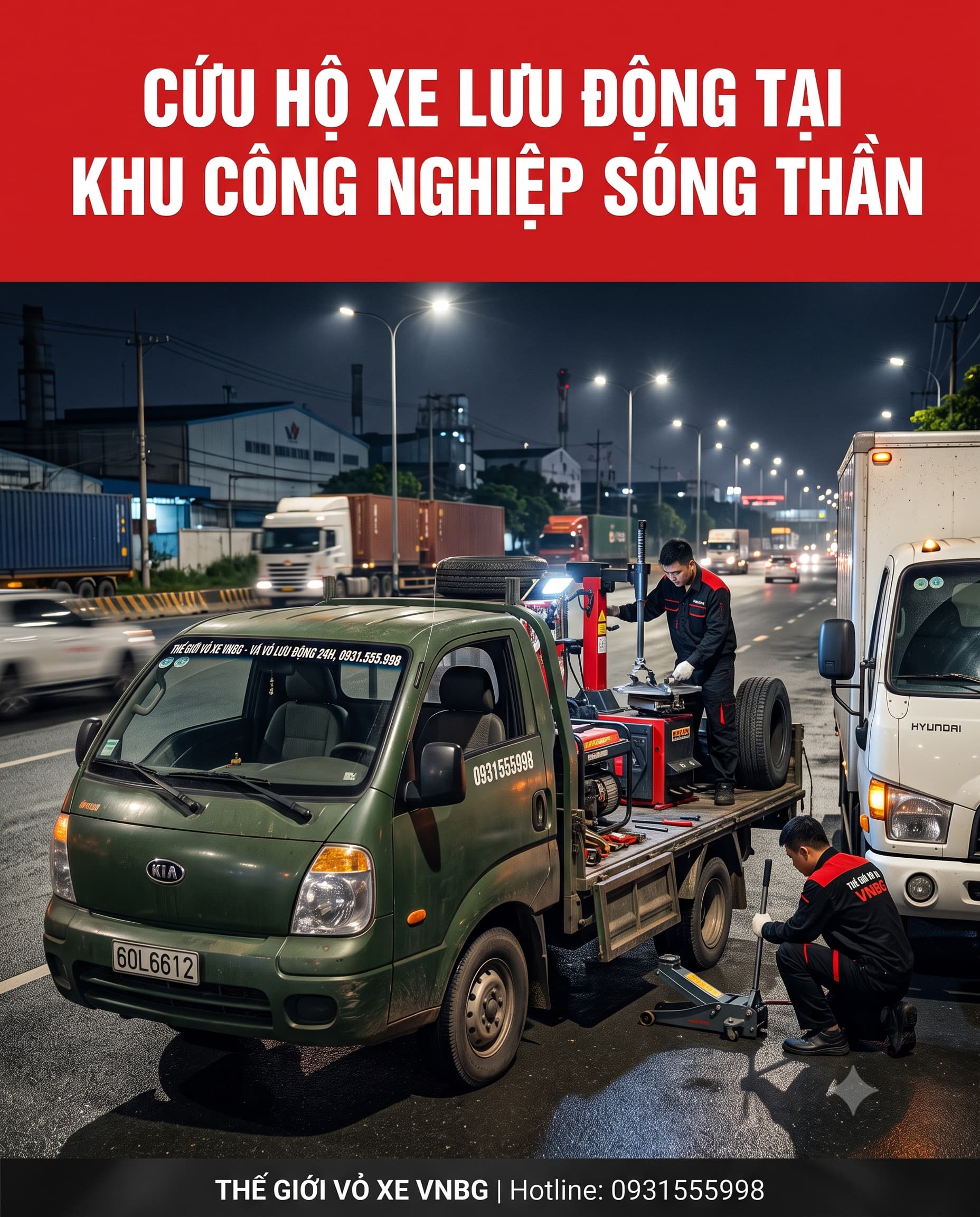 Cứu hộ xe lưu động động tại khu công nghiệp sóng thần 1 Cứu hộ xe lưu động động tại khu công nghiệp sóng thần