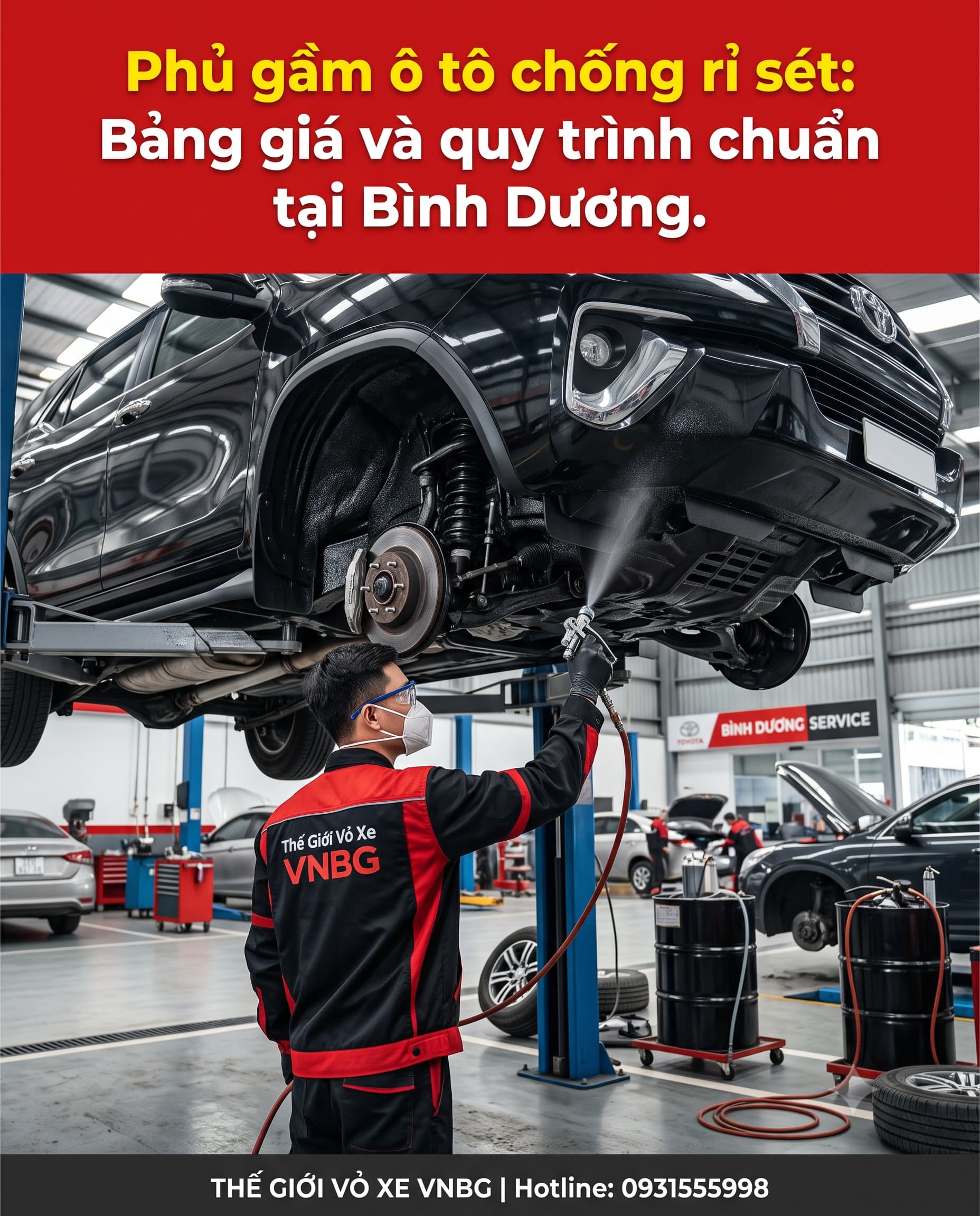 Phủ gầm ô tô chống rỉ sét Bảng giá và quy trình chuẩn tại Bình Dương.