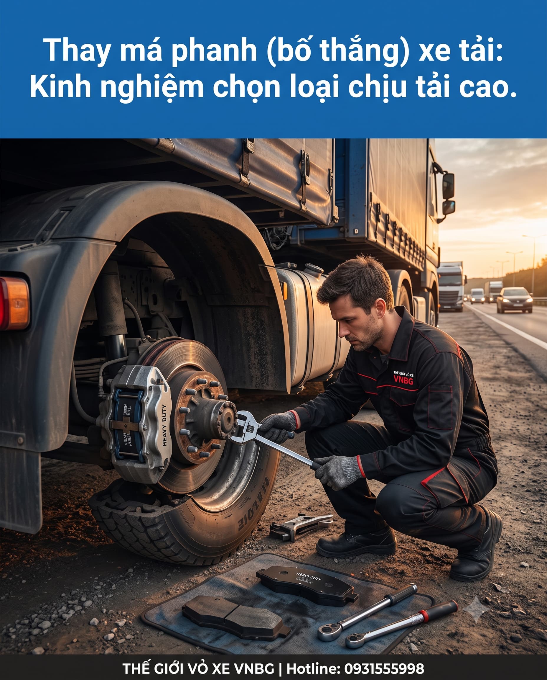 Thay má phanh (bố thắng) xe tải Kinh nghiệm chọn loại chịu tải cao.