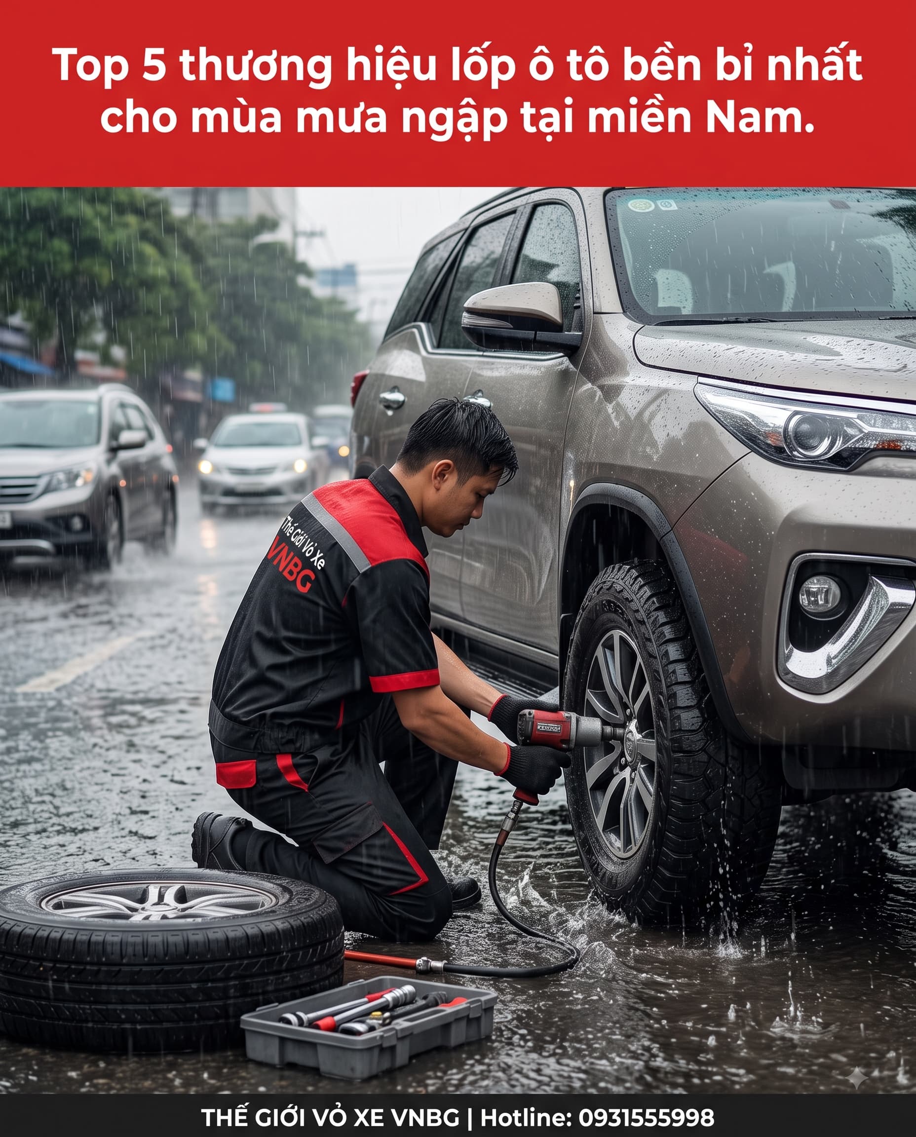 Top 5 thương hiệu lốp ô tô bền bỉ nhất cho mùa mưa ngập tại miền Nam. 1 Top 5 thương hiệu lốp ô tô bền bỉ nhất cho mùa mưa ngập tại miền Nam.