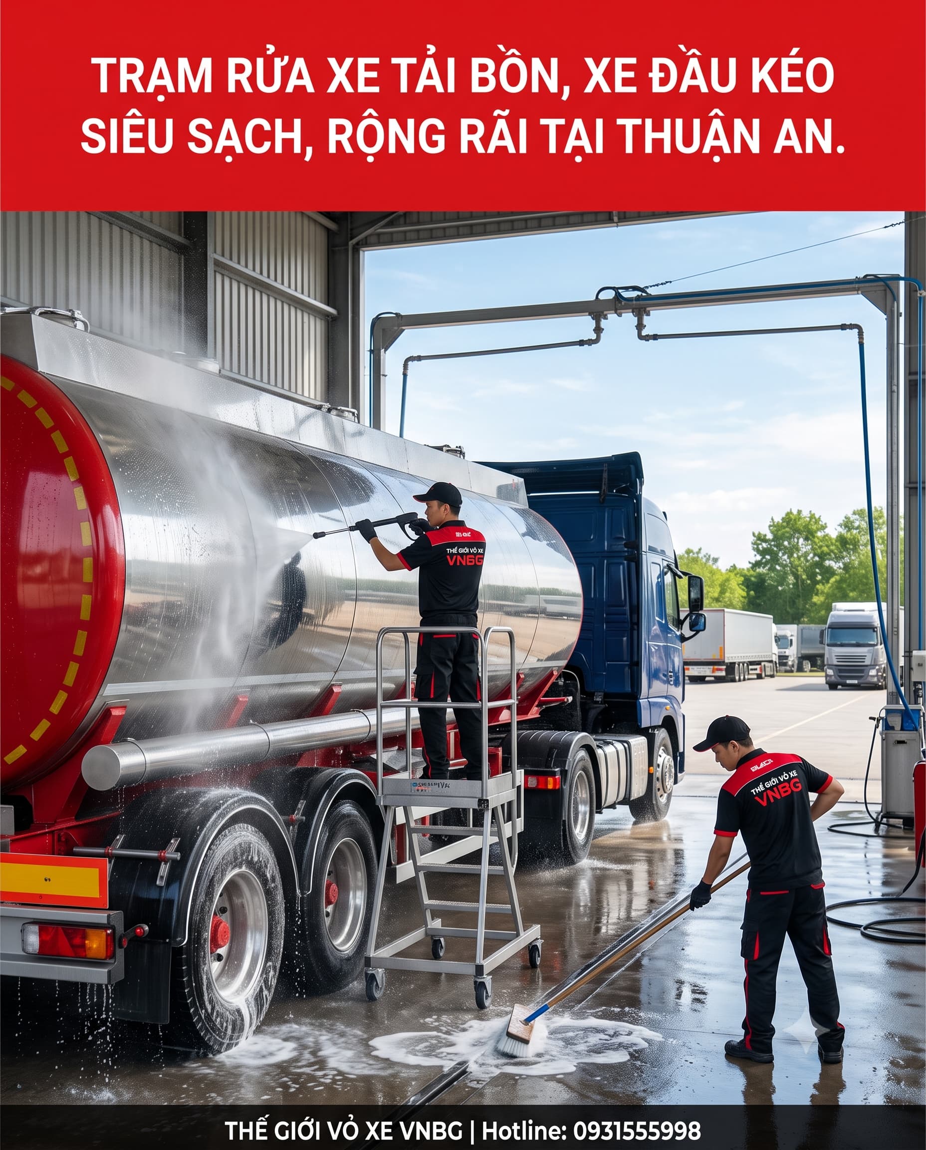 Trạm rửa xe tải bồn, xe đầu kéo siêu sạch, rộng rãi tại Thuận An 1 Trạm rửa xe tải bồn, xe đầu kéo siêu sạch, rộng rãi tại Thuận An